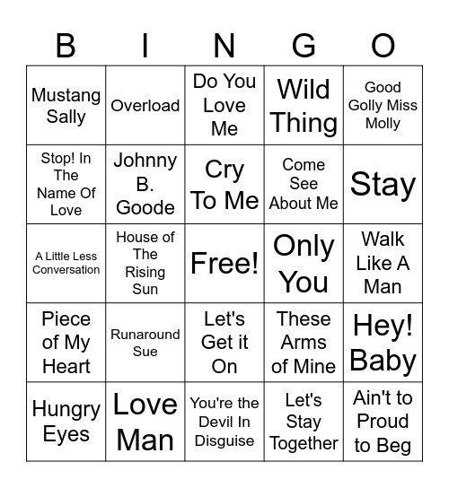 Songs That Would Have Been Banned at Prom Bingo Card