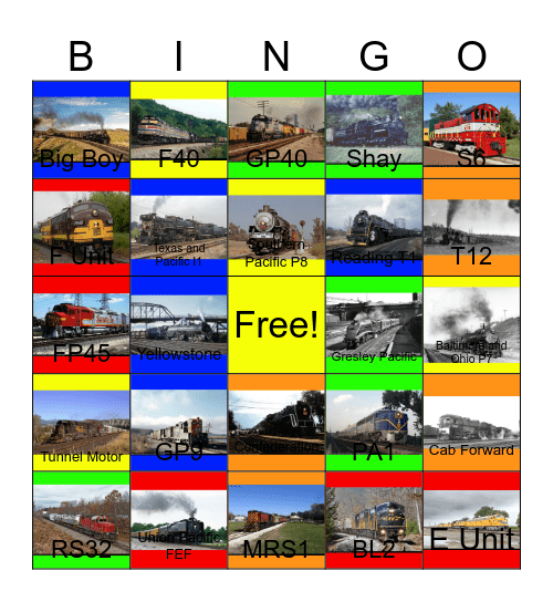 E Units and F Units and other preserved engines that I would like to record after John will say "I'm not happy Ruff Ruffman not happy" Bingo Card