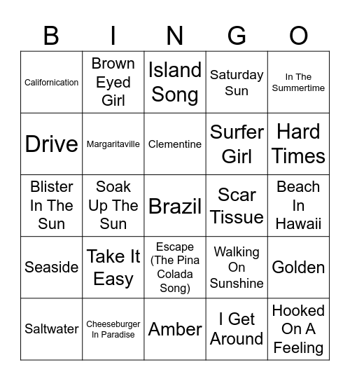 Surf's Up Bingo Card