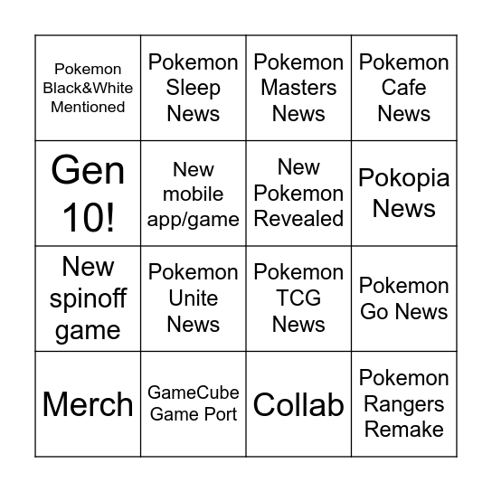 Pokemon Day Bingo! Bingo Card