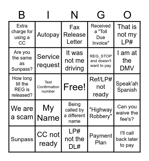Leeway Bingo Card