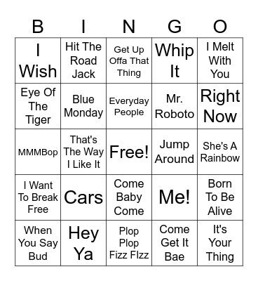 Commercially Known Bingo Card