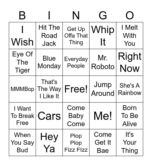 Commercially Known Bingo Card