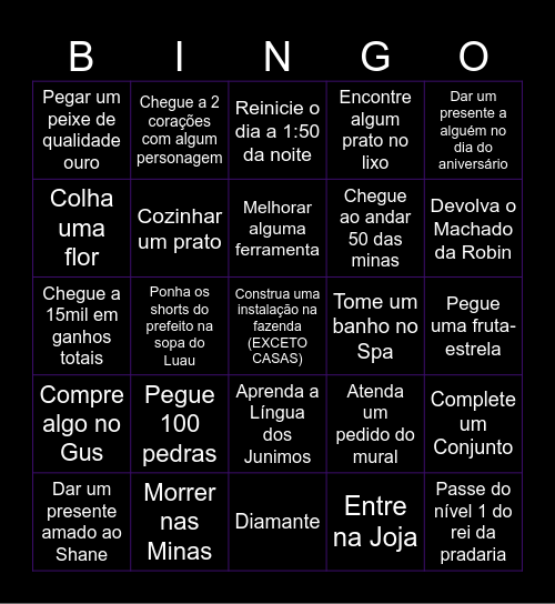 Stardew Valley pt-br Bingo Card