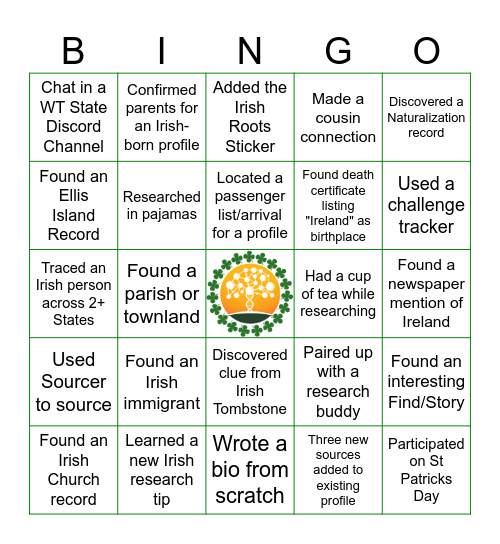 WT March 2026 Irish Bingo Card