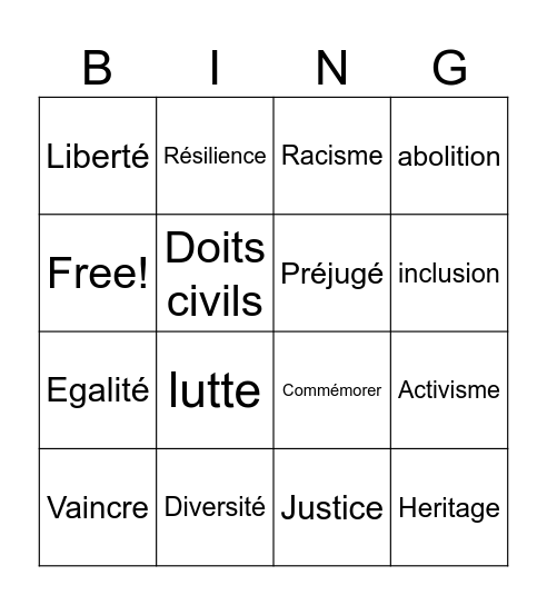 Le mois de l'histoire des noirs Bingo Card