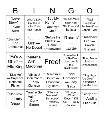 GIRL POWER Bingo Card