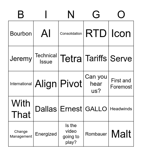 All Hands--February Bingo Card