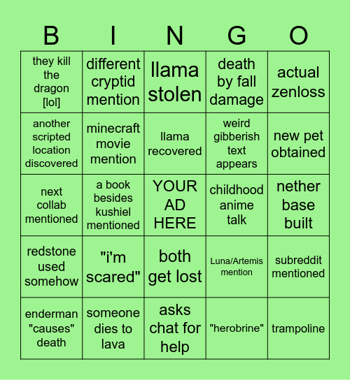 i dunno what i'm doing Bingo Card