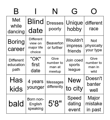 Dating Bingo Card