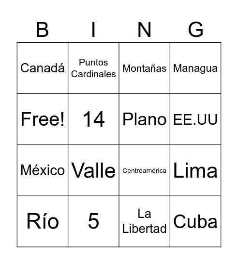 Repaso Sociales Bingo Card