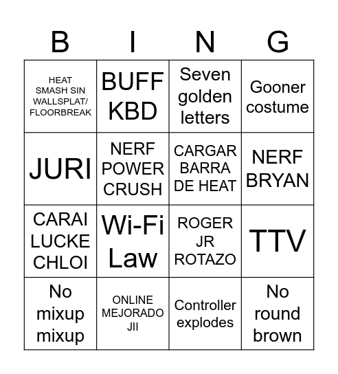 Tekken Bingo Card