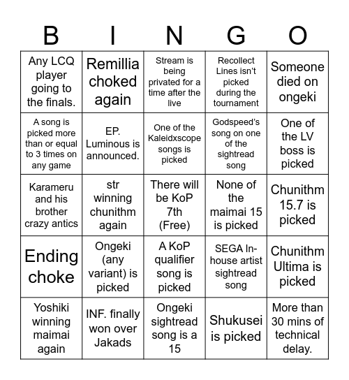 KOP 7th Bingo Card