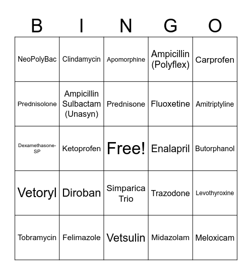 Medications! Bingo Card
