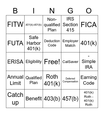 PCTY Retirement Bingo! Bingo Card