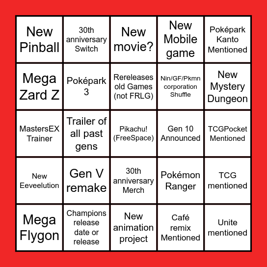 PokéDirect Day Bingo Card