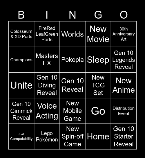 Pokémon Day 2026 Bingo Card