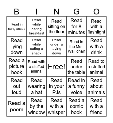 Read a thon Bingo Card