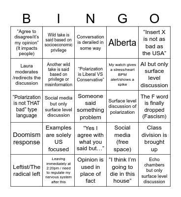 Sociology cope bingo Card