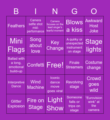 Eurovision Bingo! Bingo Card
