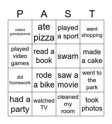 🎲 PAST SIMPLE BINGO Card