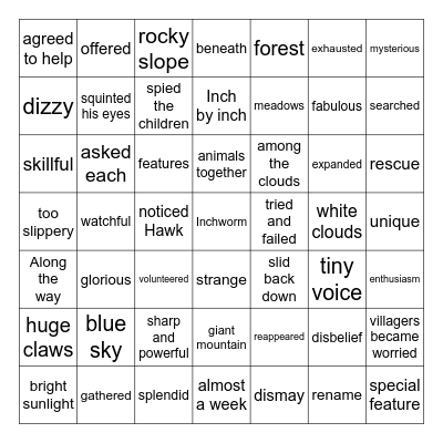Inchworm's Tale Bingo Card