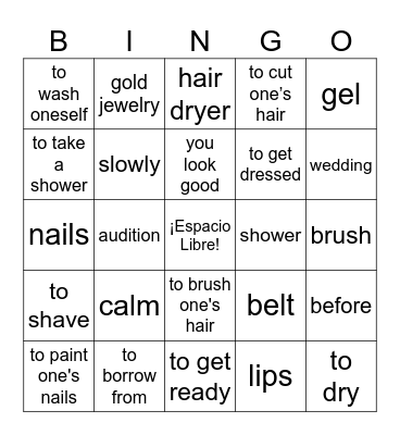 Realidades 2 Chapter 2A Vocabulary Bingo Card