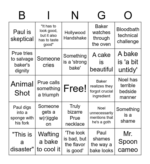 GBBO Bingo Card
