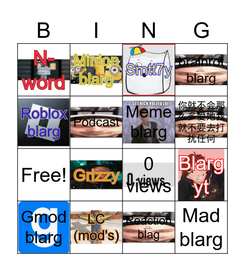 Blarg Bingo Card