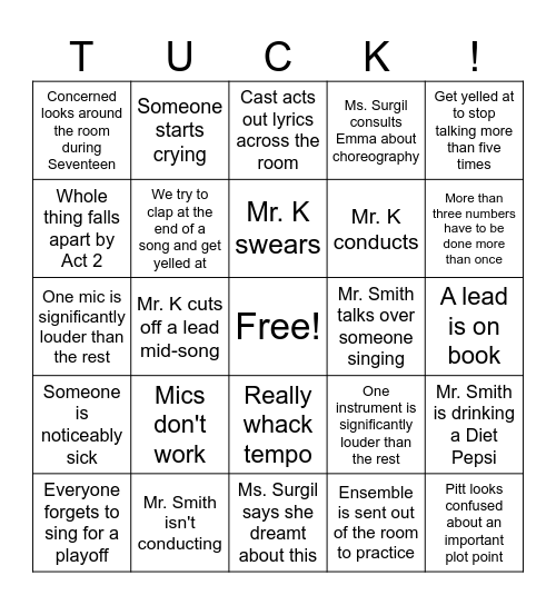 Tuck Everlasting Sitzprobe Bingo Card