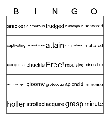 Vibrant Vocabulary Bingo Card