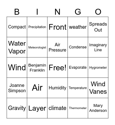 Weather & Climate Bingo Card