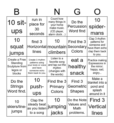 Specialist Bingo Card