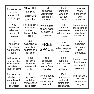 Meet the People Bingo Card
