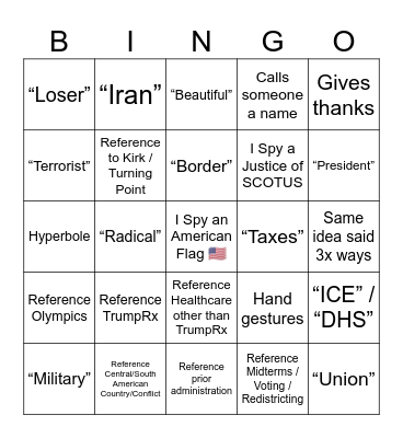 S.O.T.U. 2026 🇺🇸 Bingo Card