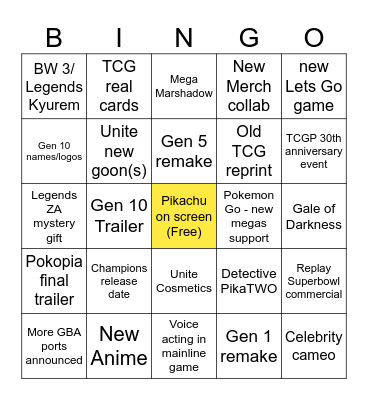 Pokemon Presesnt Bingo Card