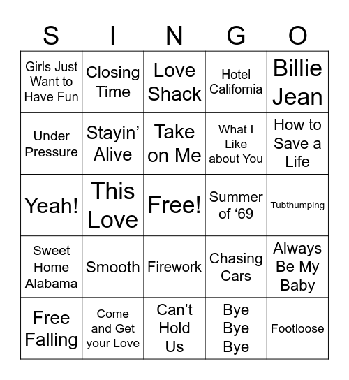 Retreat SINGO!!! Bingo Card