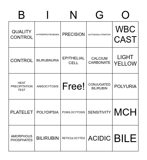VET TECH: CLIN LAB TECHNIQUES: UNITS 1&2 Bingo Card
