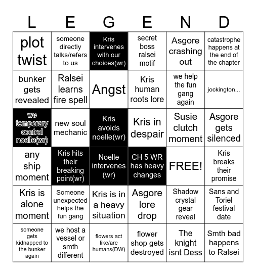 NIGHTCORE'S DELTARUNE CH 5 BINGO Card