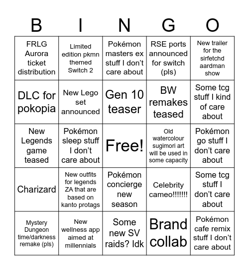 Pokémon day 2026 babyyyy Bingo Card