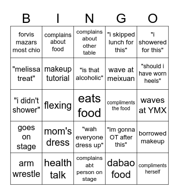 CZNZYF Bingo Card