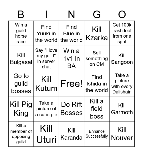 AshenOath BINGO Card