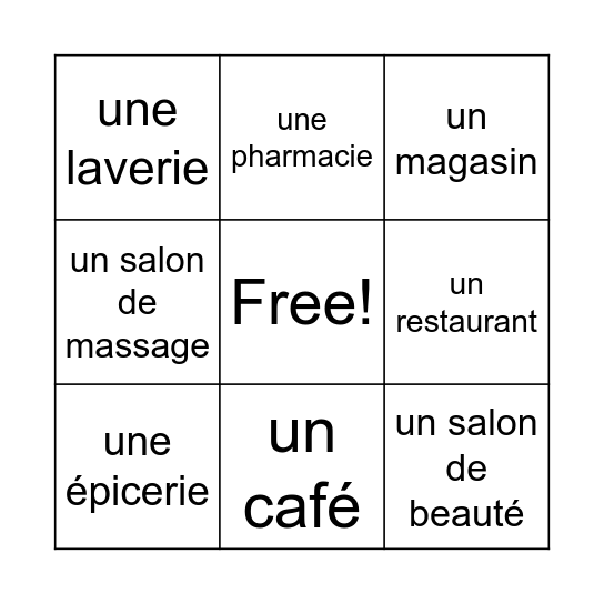 Des magasins autour de l'école Bingo Card