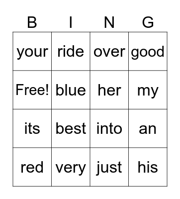 Sight Words 71-80 Bingo Card