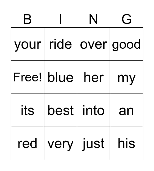 Sight Words 71-80 Bingo Card