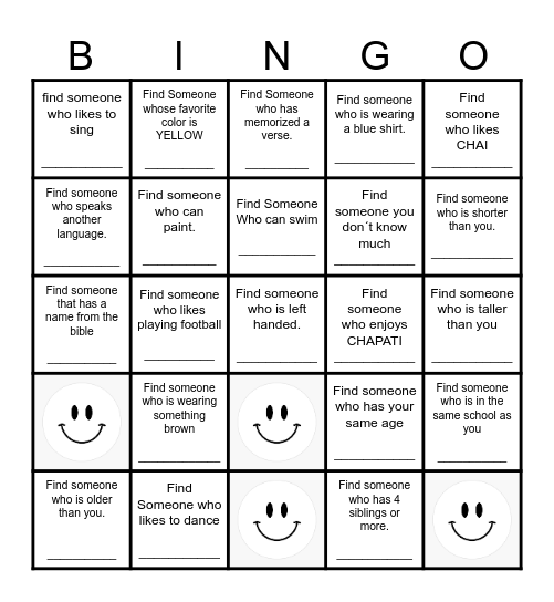 Find Someone Who Bingo Card