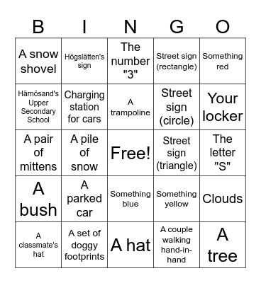 On a Walk Bingo Card