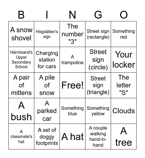 On a Walk Bingo Card