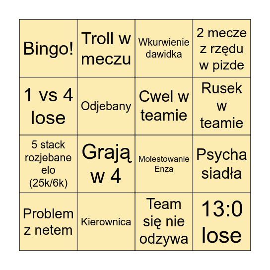 Żur bongo Bingo Card