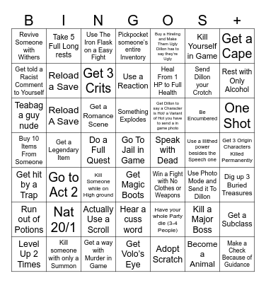 Tweets Baldur’s Gate 3 Bingo Card